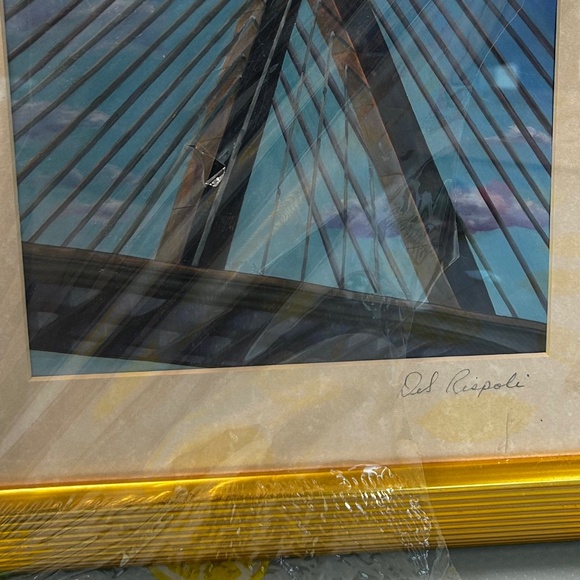 Boston Zakim Bridge with gold frame 19x23" - Picture 4 of 6